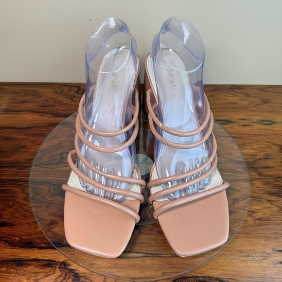 NINE WEST Strappy Open Toe Heel Sandals Platform Block Heels Size 12 - Picture 6 of 15